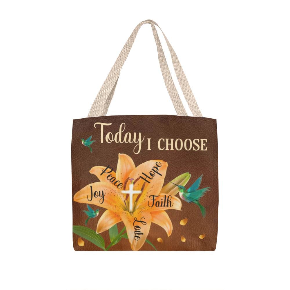 Inspirational - Today I Choose Faith Joy Peace Hope Love  - Classic Tote Bags - The Shoppers Outlet