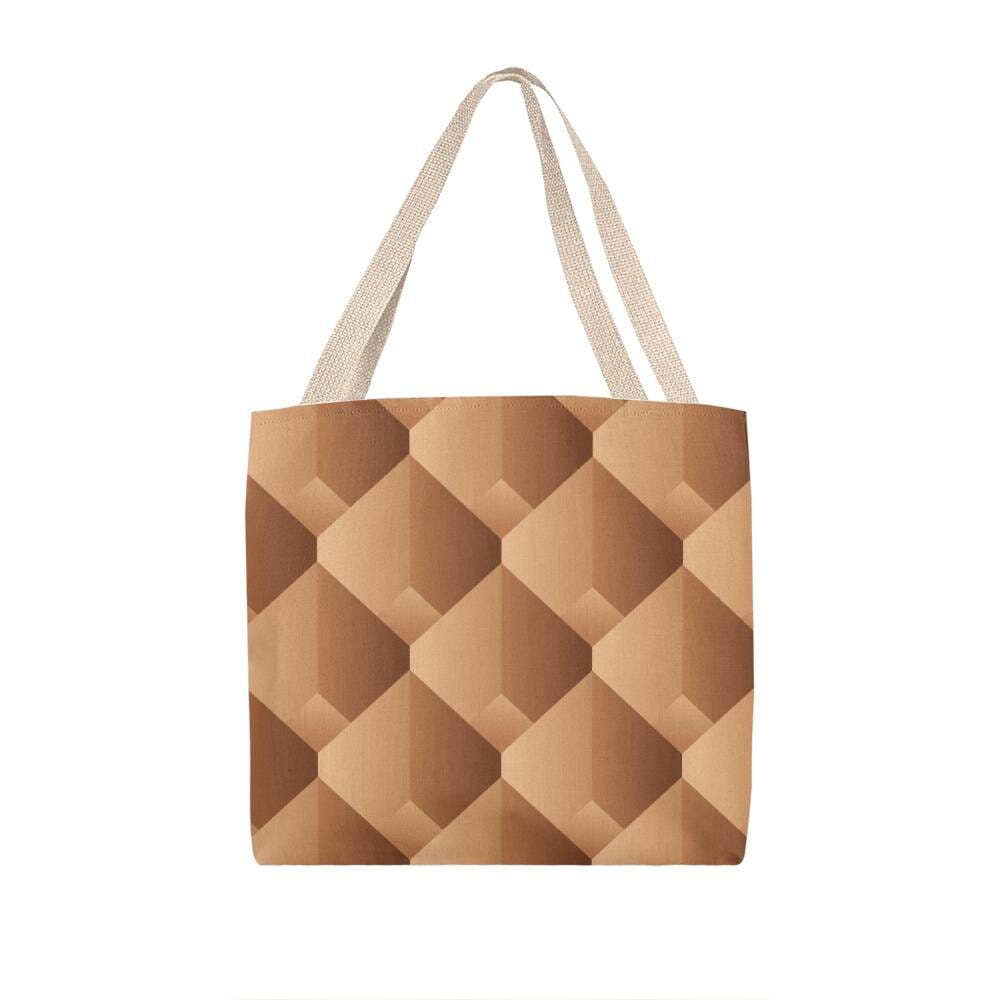 Brown and Beige Geometric Pattern - Classic Tote Bags - The Shoppers Outlet