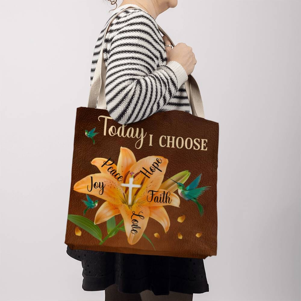 Inspirational - Today I Choose Faith Joy Peace Hope Love  - Classic Tote Bags - The Shoppers Outlet