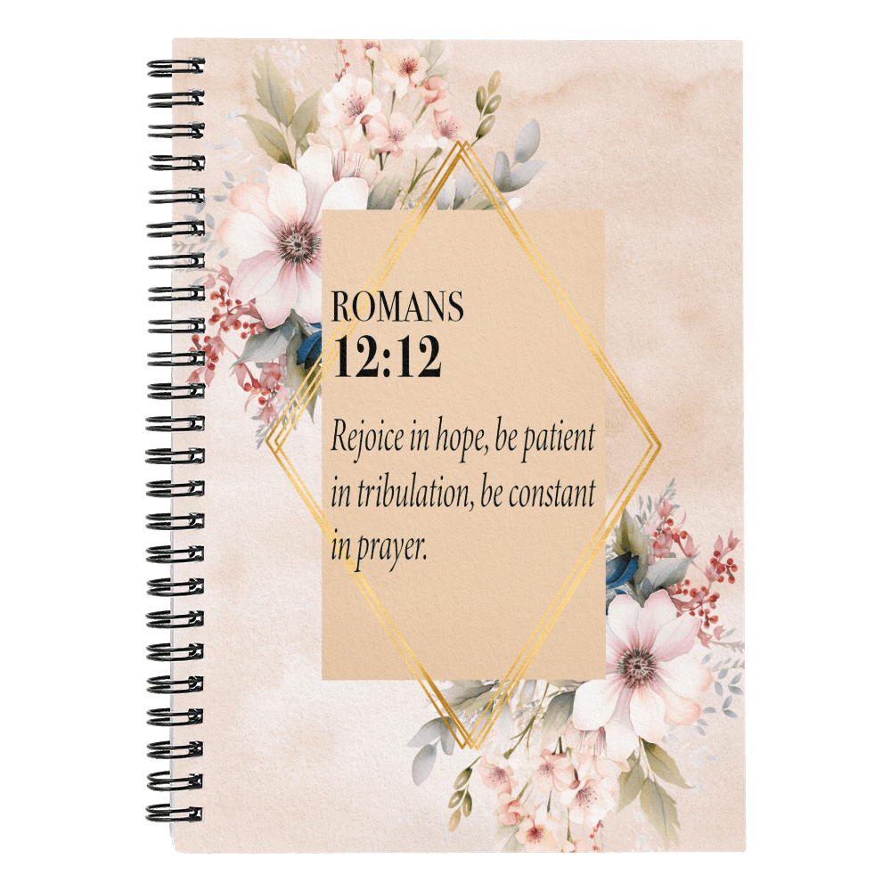 Faith - Romans 12:12 Bible Verse - Spiral Notebook - The Shoppers Outlet