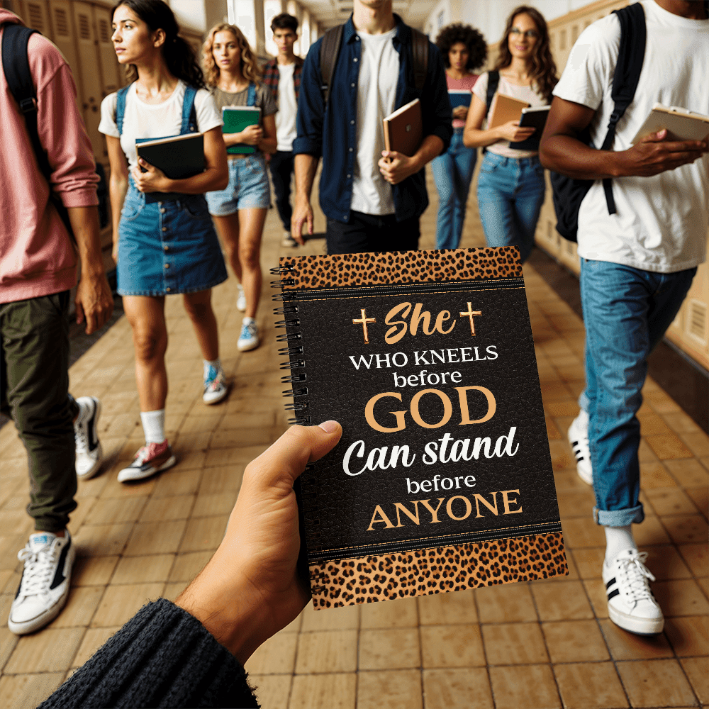Faith - She Who Kneels Before God Can Stand Before Anyone - Spiral Notebook - The Shoppers Outlet