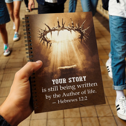 Faith - Hebrews 12:2 - Bible Verse - Spiral Notebook - The Shoppers Outlet