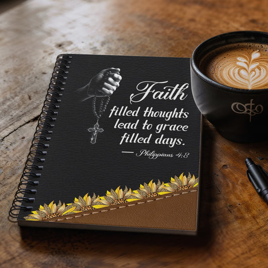 Faith - Philippians 4:8 - Bible Verse - Spiral Notebook - The Shoppers Outlet