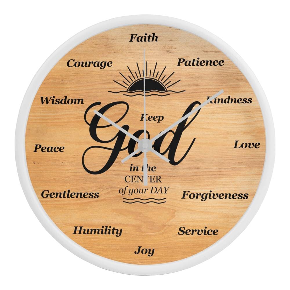 Inspirational - Keep God In The Center Of Your Day - Wood Frame Wall Clock - The Shoppers Outlet