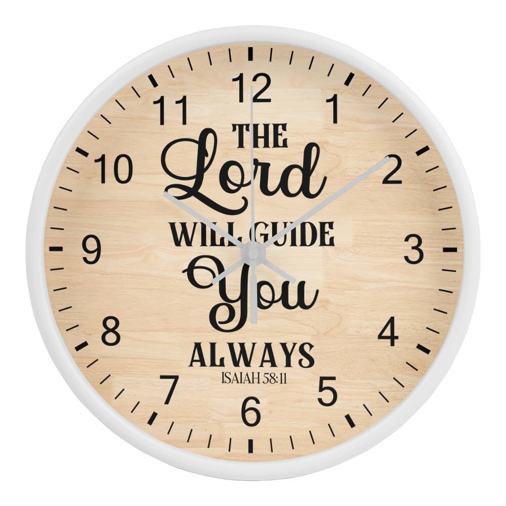 Faith - The Lord Will Guide You Always - Isaiah 58:11 - Wood Frame Wall Clock - The Shoppers Outlet