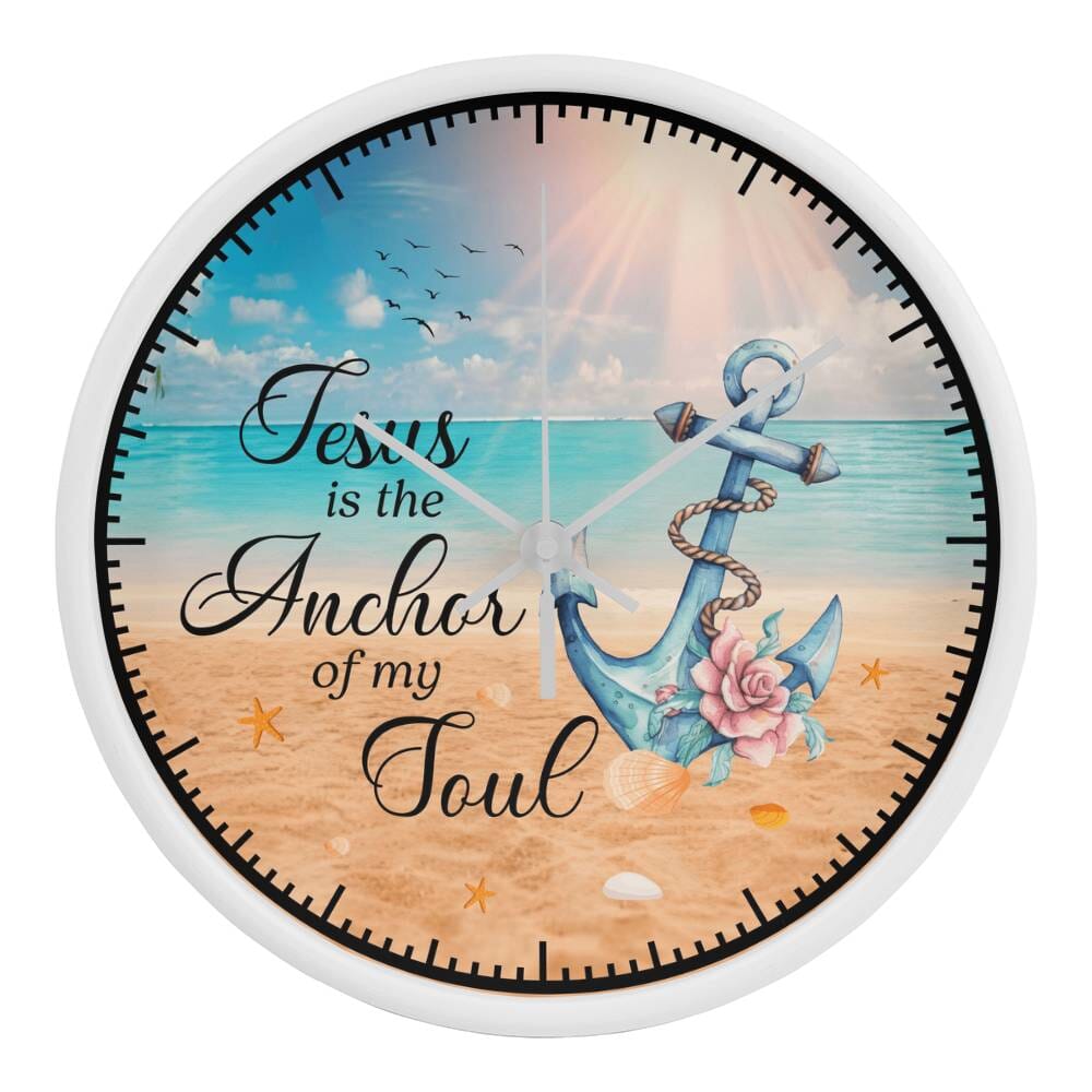 Inspirational - Jesus Is The Anchor Of My Soul - Wood Frame Wall Clock - The Shoppers Outlet