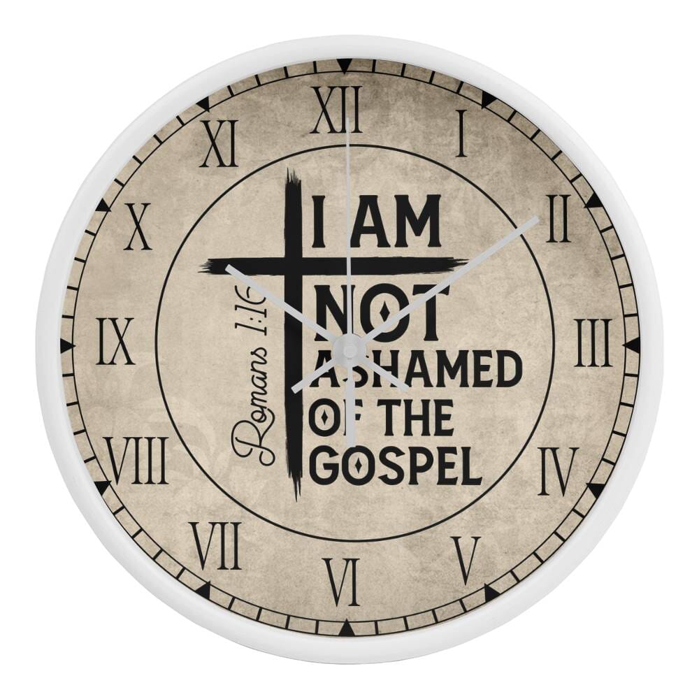 Faith - I Am Not Ashamed Of The Gospel - Romans 1:16 - Wood Frame Wall Clock - The Shoppers Outlet