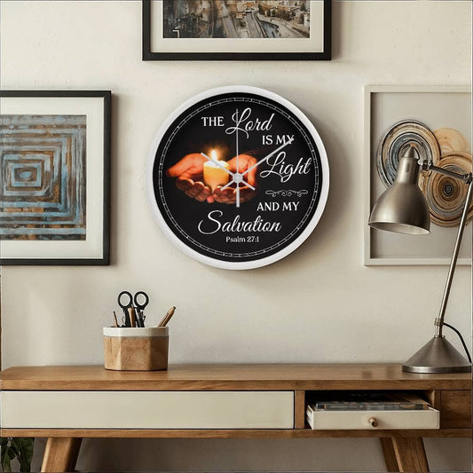 Faith - The Lord Is My Light And My Salvation - Psalms 27:1 - Wood Frame Wall Clock - The Shoppers Outlet