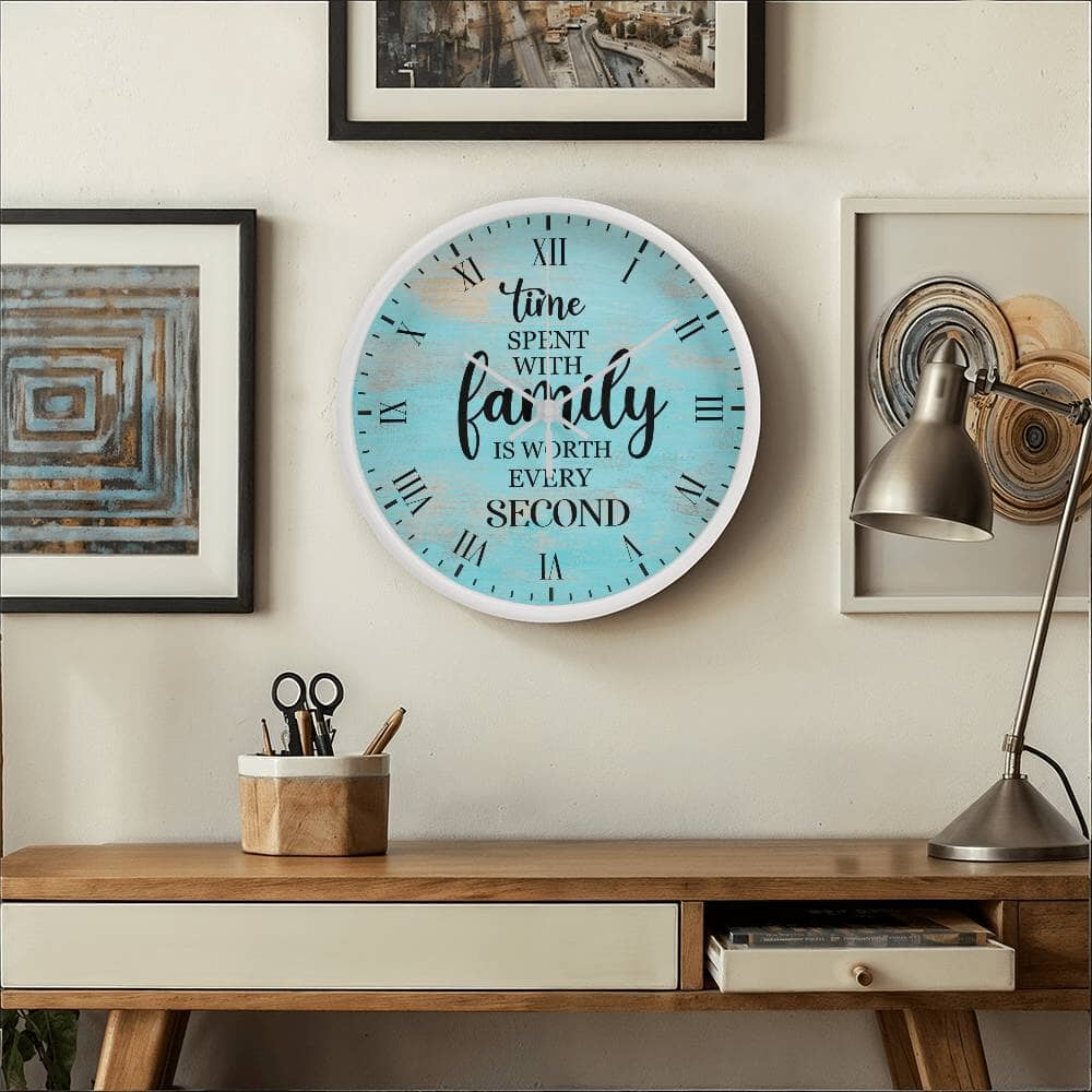 Time Spent With Family Is Worth Every Second - Wood Frame Wall Clock - The Shoppers Outlet