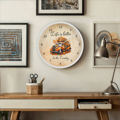 Life Is Better In The Country - Wood Frame Wall Clock - The Shoppers Outlet