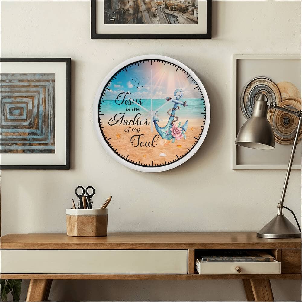 Inspirational - Jesus Is The Anchor Of My Soul - Wood Frame Wall Clock - The Shoppers Outlet