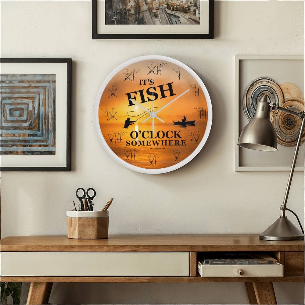 It's Fish O'Clock Somewhere - Wood Frame Wall Clock - The Shoppers Outlet