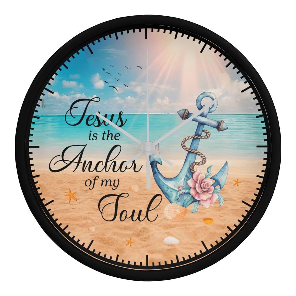 Inspirational - Jesus Is The Anchor Of My Soul - Wood Frame Wall Clock - The Shoppers Outlet