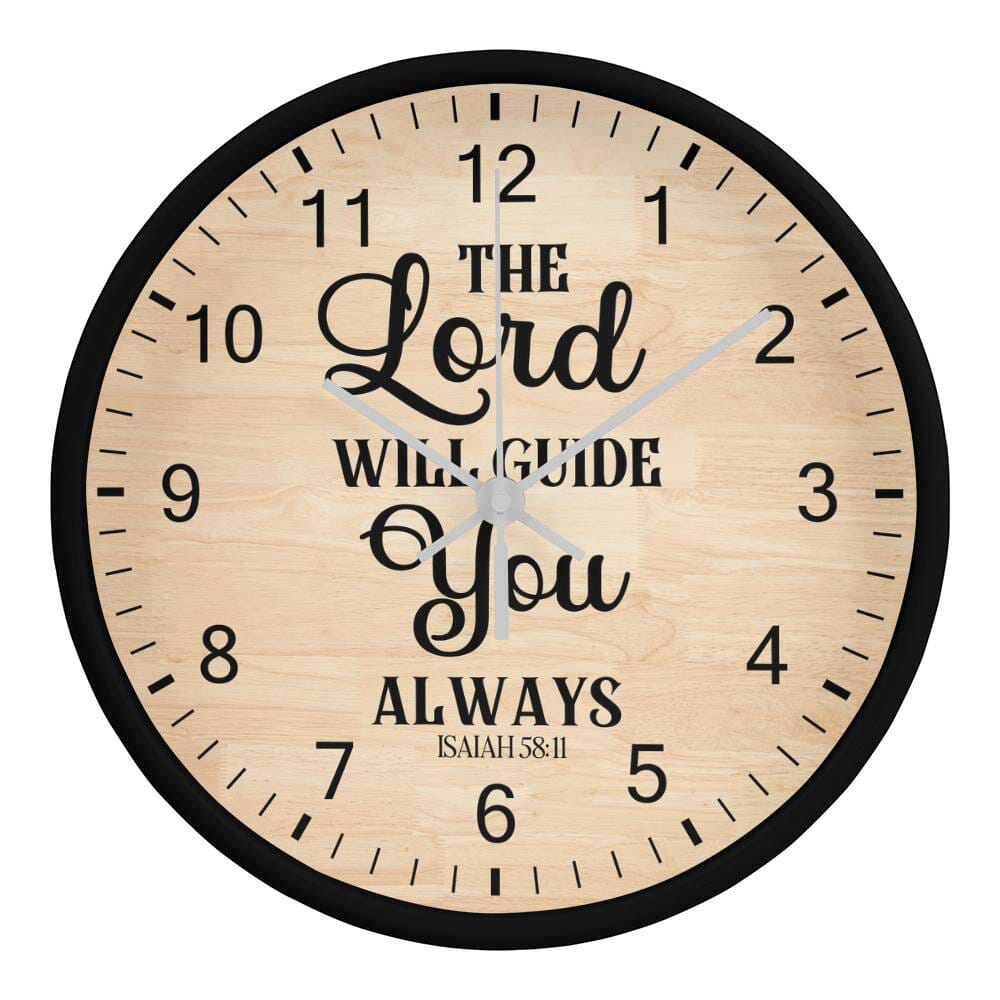 Faith - The Lord Will Guide You Always - Isaiah 58:11 - Wood Frame Wall Clock - The Shoppers Outlet