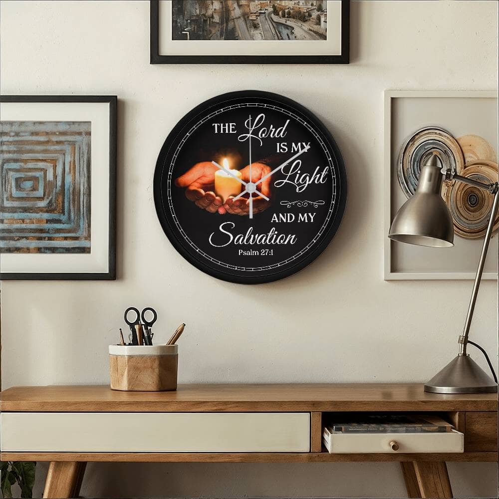 Faith - The Lord Is My Light And My Salvation - Psalms 27:1 - Wood Frame Wall Clock - The Shoppers Outlet
