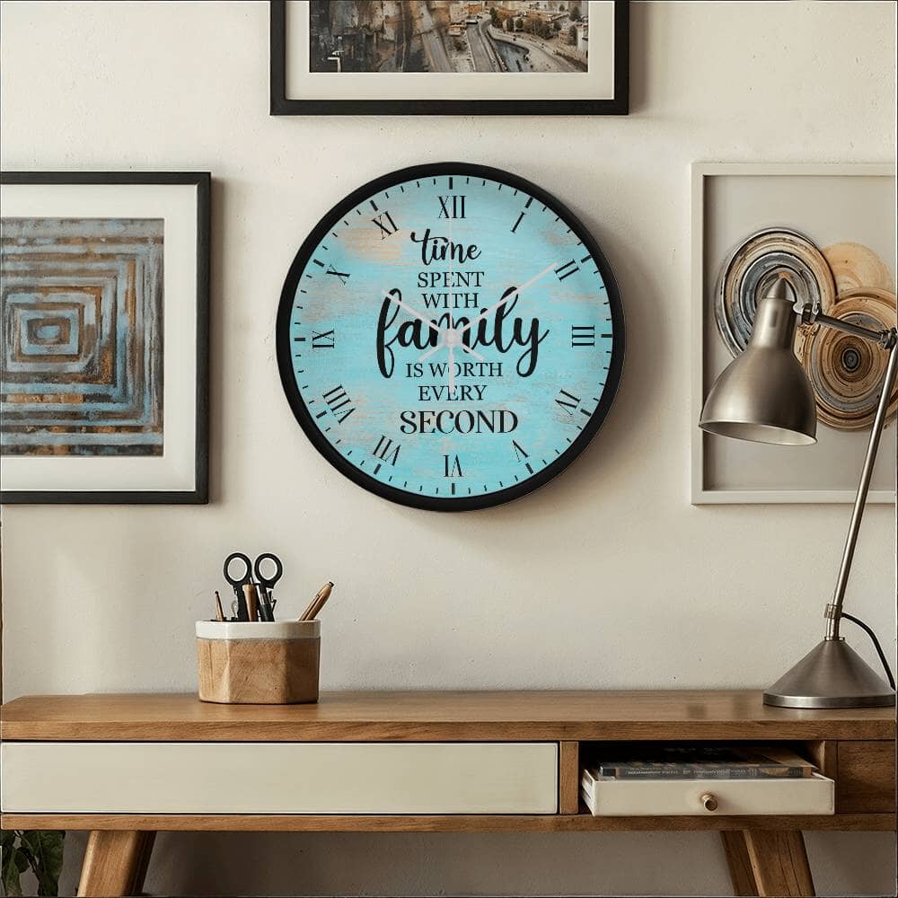 Time Spent With Family Is Worth Every Second - Wood Frame Wall Clock - The Shoppers Outlet
