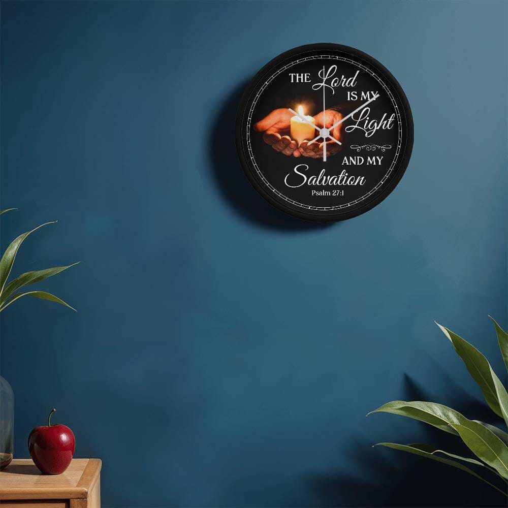 Faith - The Lord Is My Light And My Salvation - Psalms 27:1 - Wood Frame Wall Clock - The Shoppers Outlet