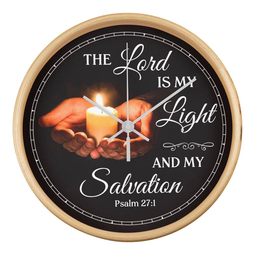 Faith - The Lord Is My Light And My Salvation - Psalms 27:1 - Wood Frame Wall Clock - The Shoppers Outlet