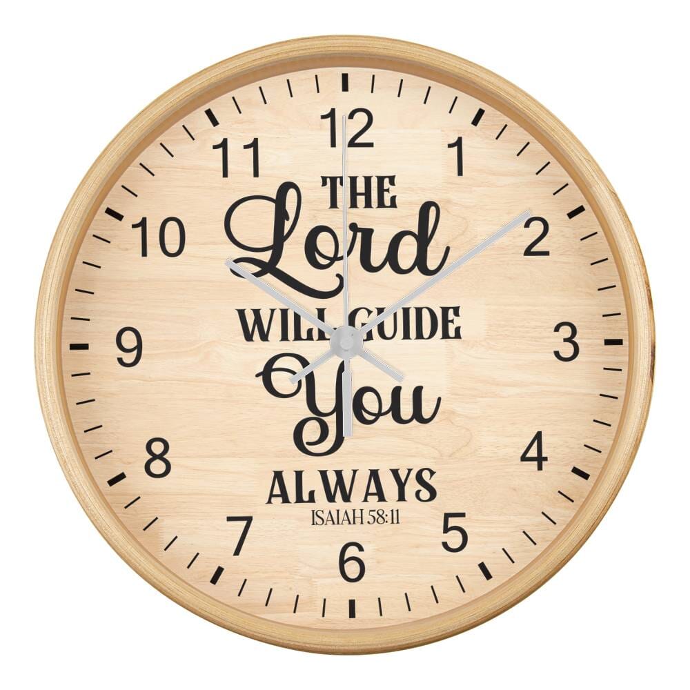 Faith - The Lord Will Guide You Always - Isaiah 58:11 - Wood Frame Wall Clock - The Shoppers Outlet