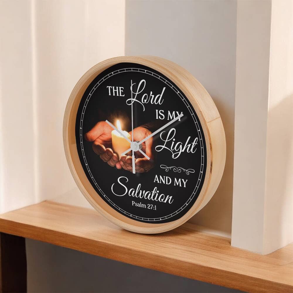Faith - The Lord Is My Light And My Salvation - Psalms 27:1 - Wood Frame Wall Clock - The Shoppers Outlet