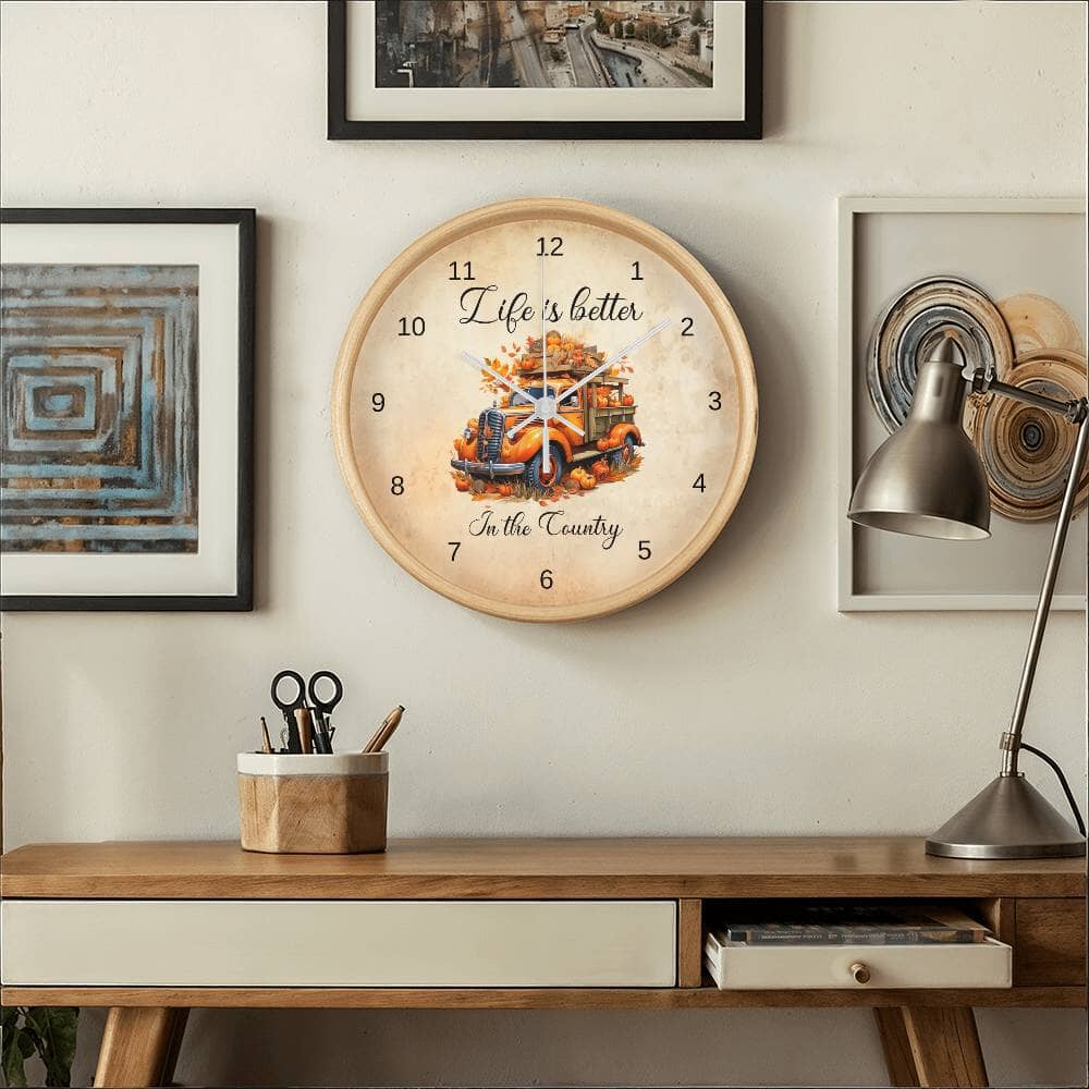 Life Is Better In The Country - Wood Frame Wall Clock - The Shoppers Outlet
