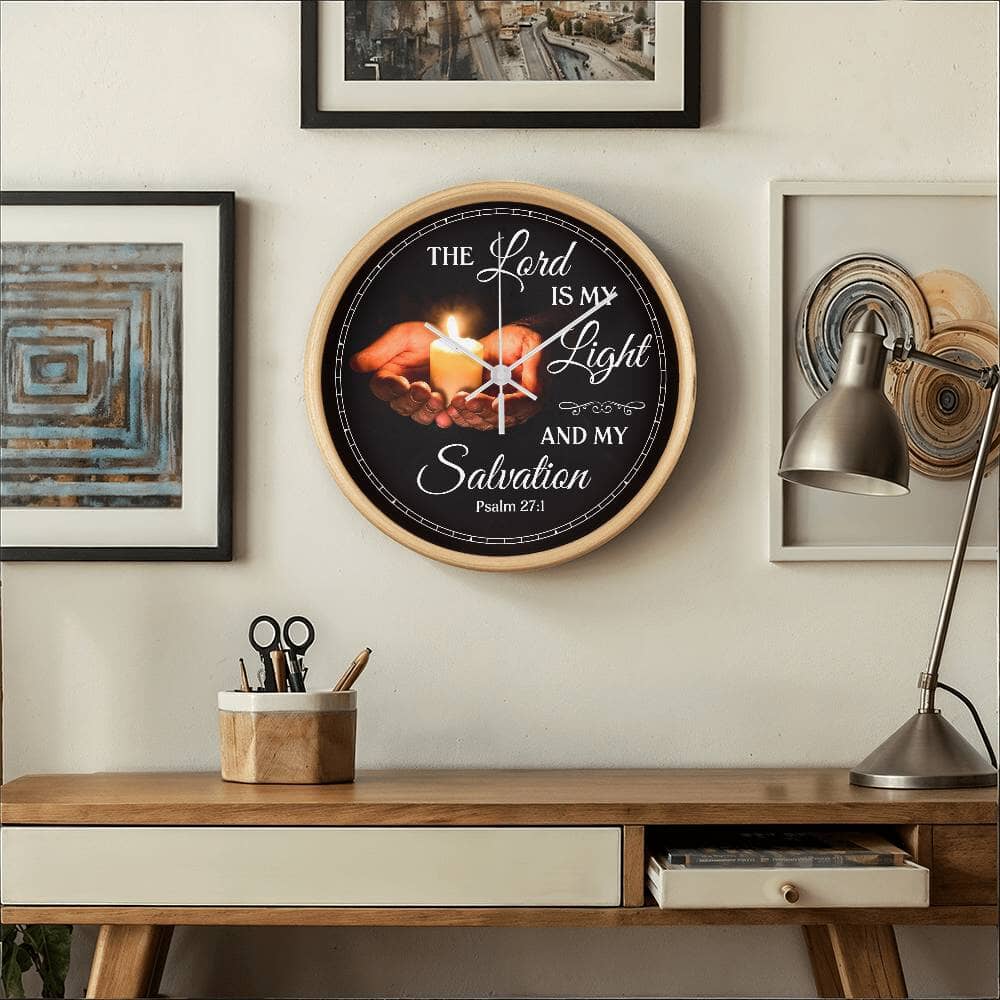 Faith - The Lord Is My Light And My Salvation - Psalms 27:1 - Wood Frame Wall Clock - The Shoppers Outlet