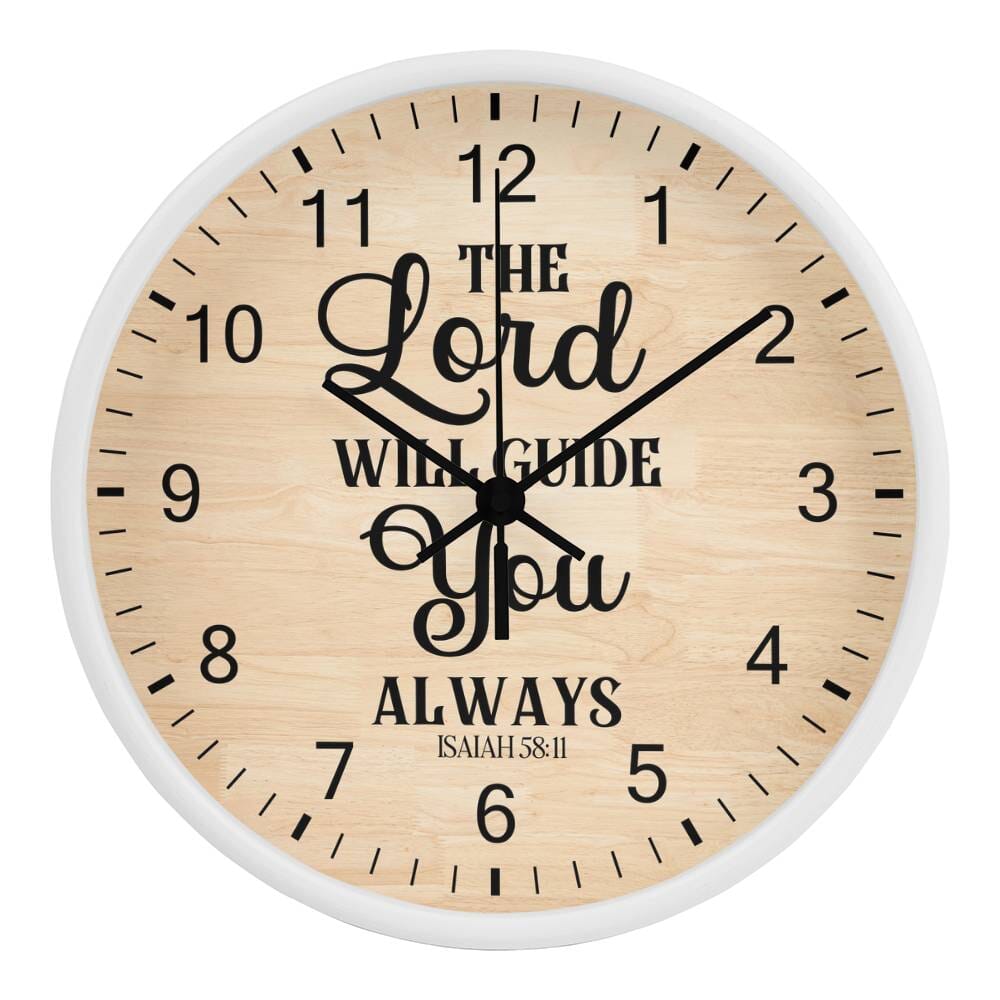 Faith - The Lord Will Guide You Always - Isaiah 58:11 - Wood Frame Wall Clock - The Shoppers Outlet