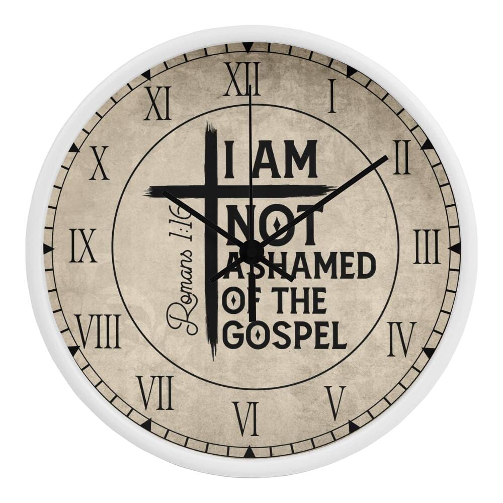 Faith - I Am Not Ashamed Of The Gospel - Romans 1:16 - Wood Frame Wall Clock - The Shoppers Outlet