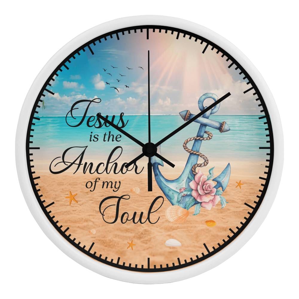 Inspirational - Jesus Is The Anchor Of My Soul - Wood Frame Wall Clock - The Shoppers Outlet