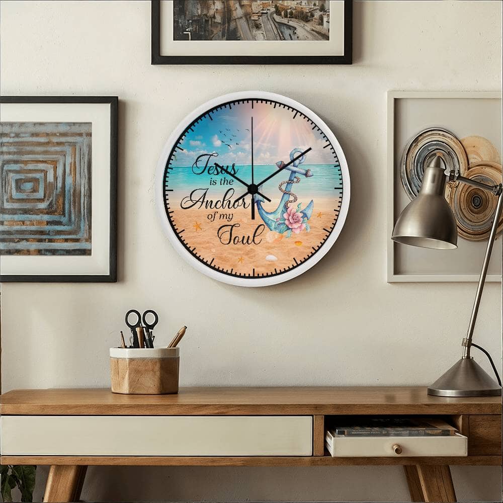 Inspirational - Jesus Is The Anchor Of My Soul - Wood Frame Wall Clock - The Shoppers Outlet