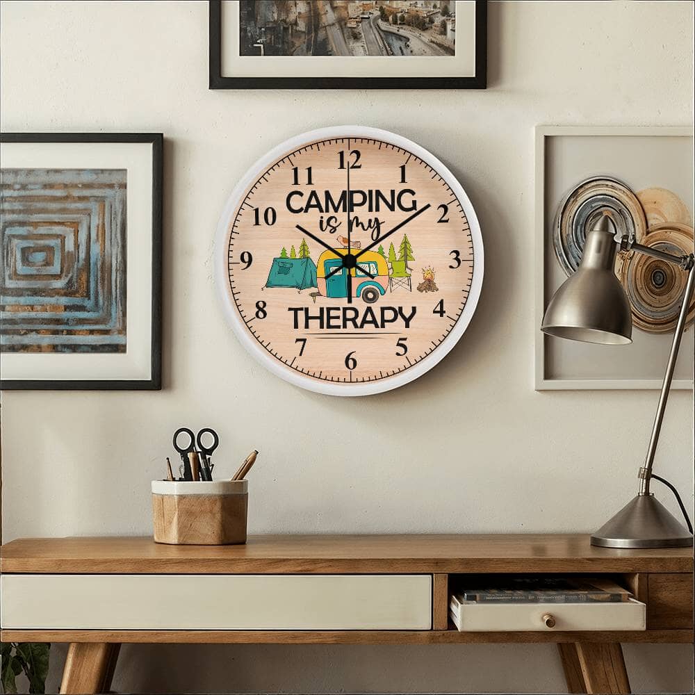 Camping Is My Therapy - Wood Frame Wall Clock - The Shoppers Outlet
