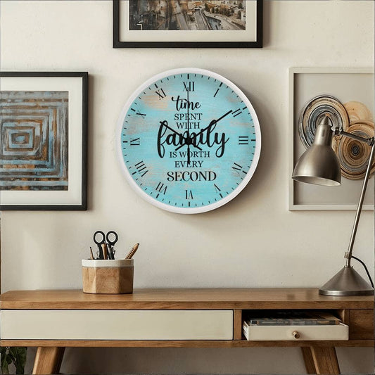 Time Spent With Family Is Worth Every Second - Wood Frame Wall Clock - The Shoppers Outlet