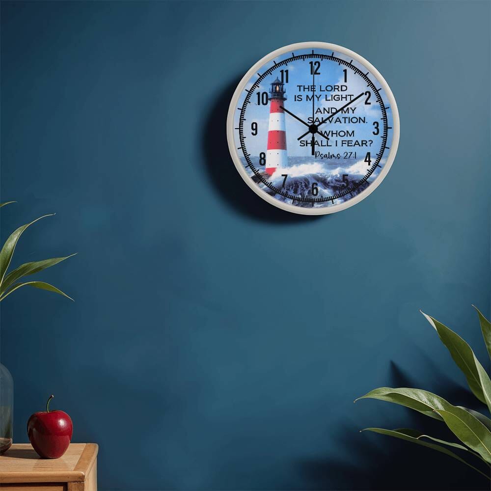 Faith - The Lord Is My Light And My Salvation - Whom Shall I Fear - Psalms  27:1 - Wood Frame Wall Clock - The Shoppers Outlet