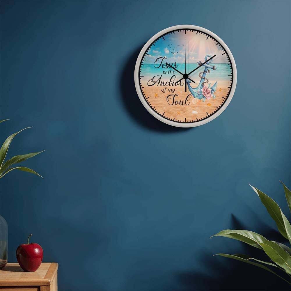 Inspirational - Jesus Is The Anchor Of My Soul - Wood Frame Wall Clock - The Shoppers Outlet
