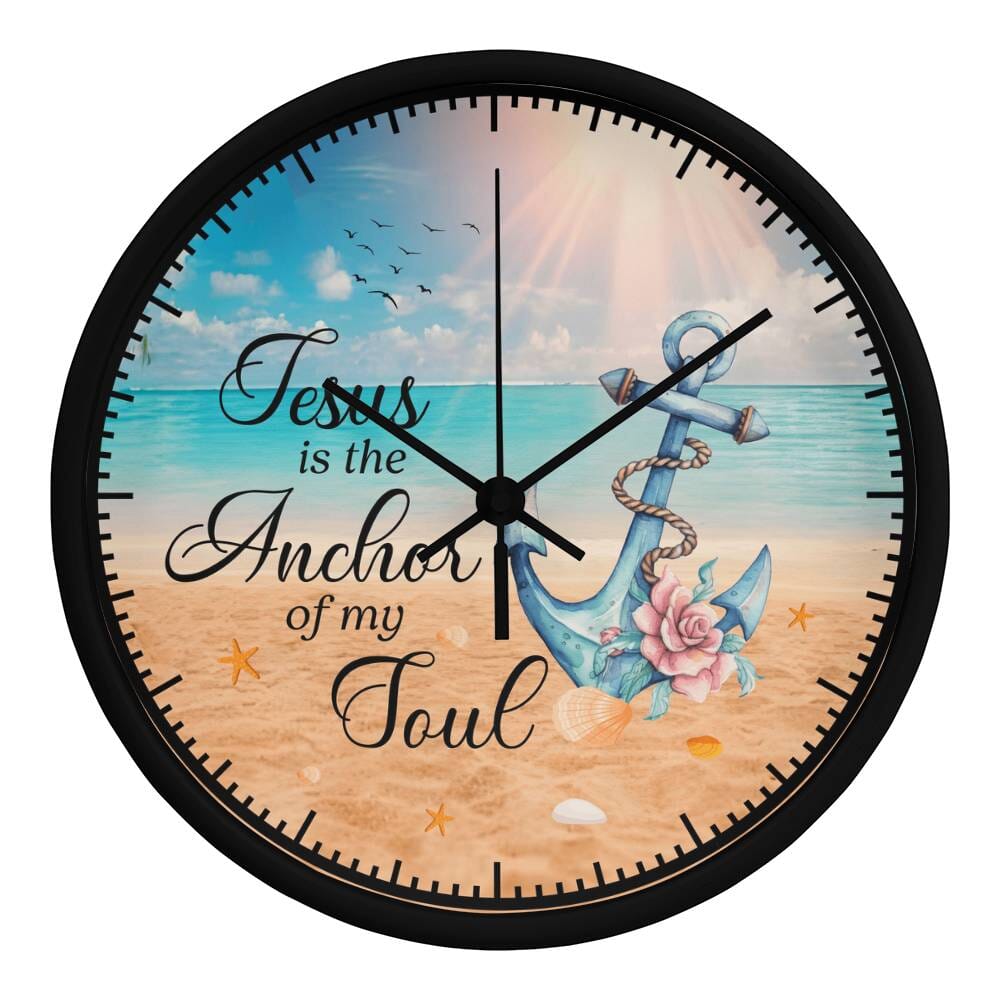 Inspirational - Jesus Is The Anchor Of My Soul - Wood Frame Wall Clock - The Shoppers Outlet