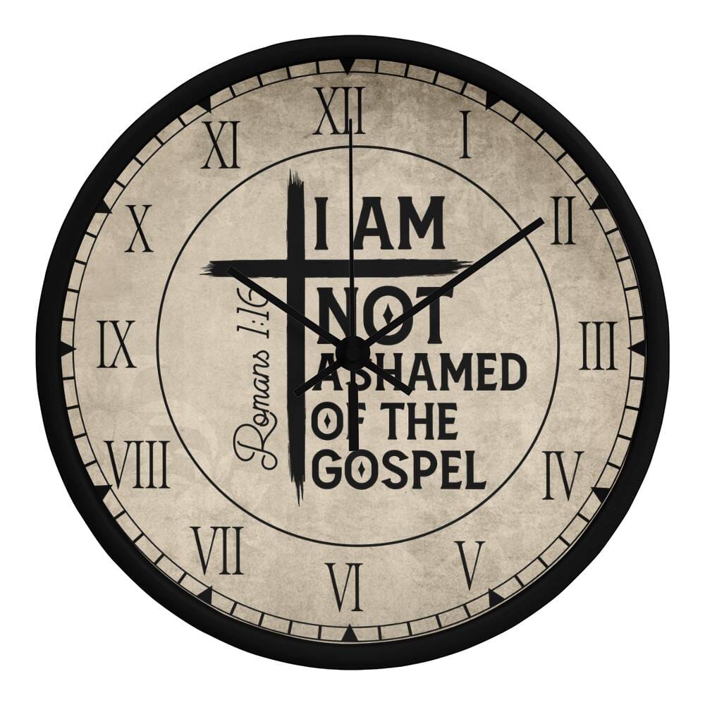 Faith - I Am Not Ashamed Of The Gospel - Romans 1:16 - Wood Frame Wall Clock - The Shoppers Outlet