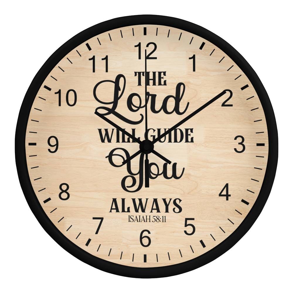 Faith - The Lord Will Guide You Always - Isaiah 58:11 - Wood Frame Wall Clock - The Shoppers Outlet