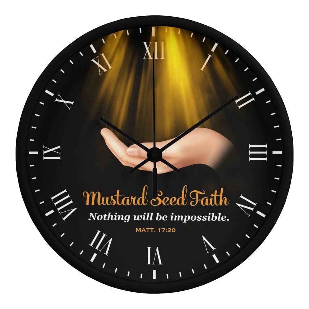 Faith - Mustard Seed Faith - Nothing Will Be Impossible - Matthew 17:20 - Wood Frame Wall Clock - The Shoppers Outlet