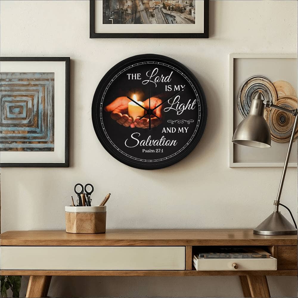 Faith - The Lord Is My Light And My Salvation - Psalms 27:1 - Wood Frame Wall Clock - The Shoppers Outlet