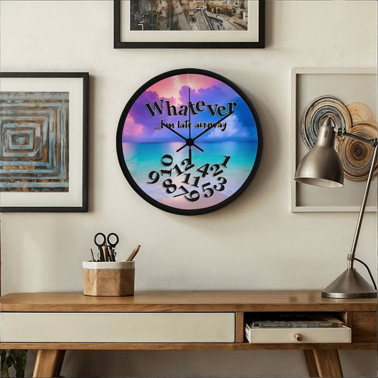 Whatever - I'm Late Anyway - Wood Frame Wall Clock - The Shoppers Outlet