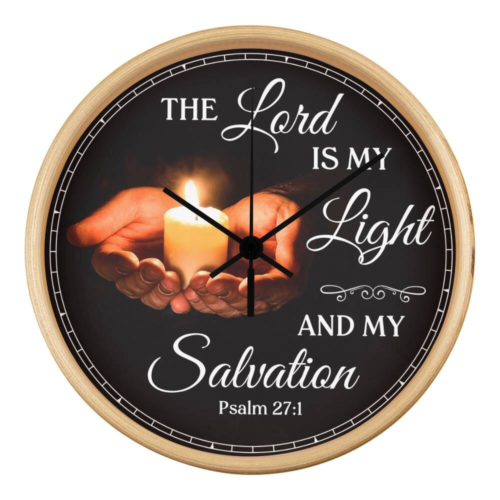 Faith - The Lord Is My Light And My Salvation - Psalms 27:1 - Wood Frame Wall Clock - The Shoppers Outlet