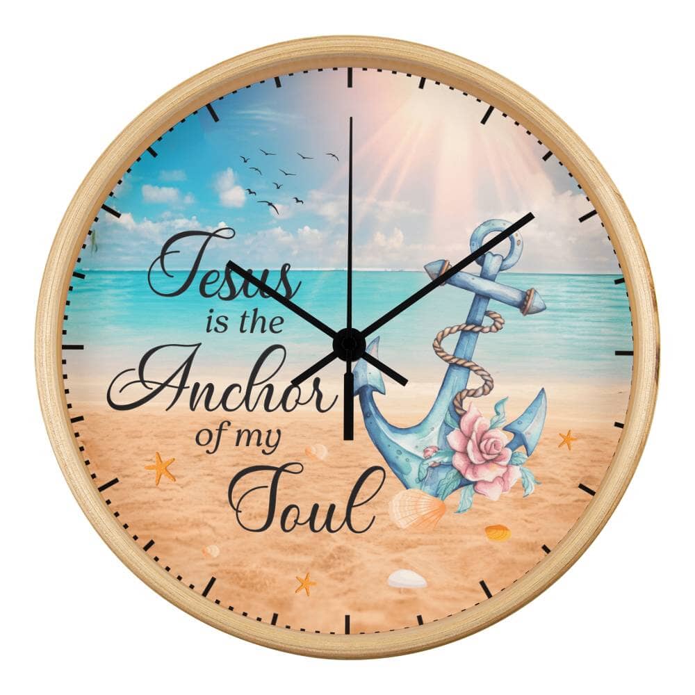 Inspirational - Jesus Is The Anchor Of My Soul - Wood Frame Wall Clock - The Shoppers Outlet