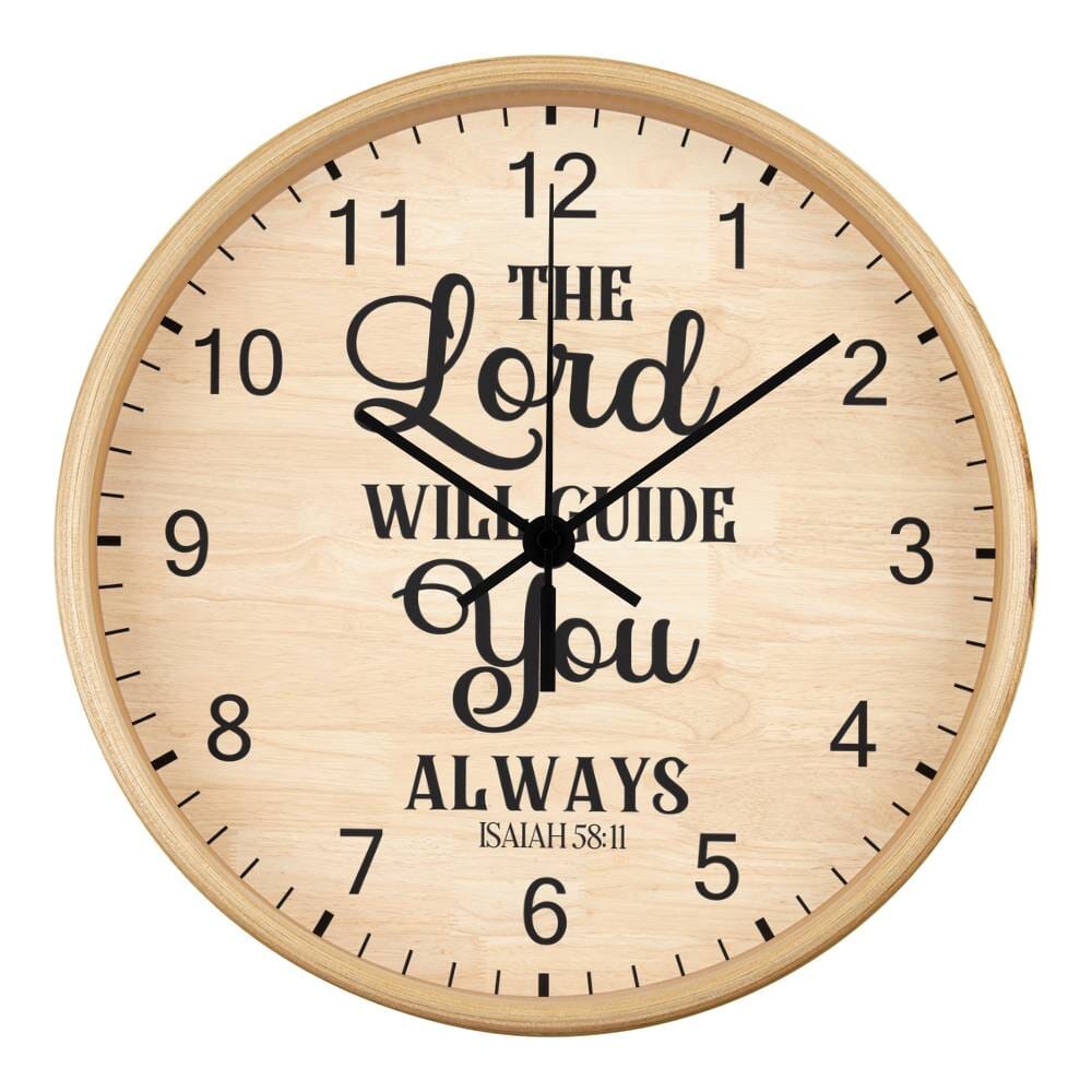 Faith - The Lord Will Guide You Always - Isaiah 58:11 - Wood Frame Wall Clock - The Shoppers Outlet