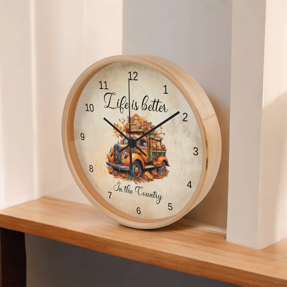 Life Is Better In The Country - Wood Frame Wall Clock - The Shoppers Outlet