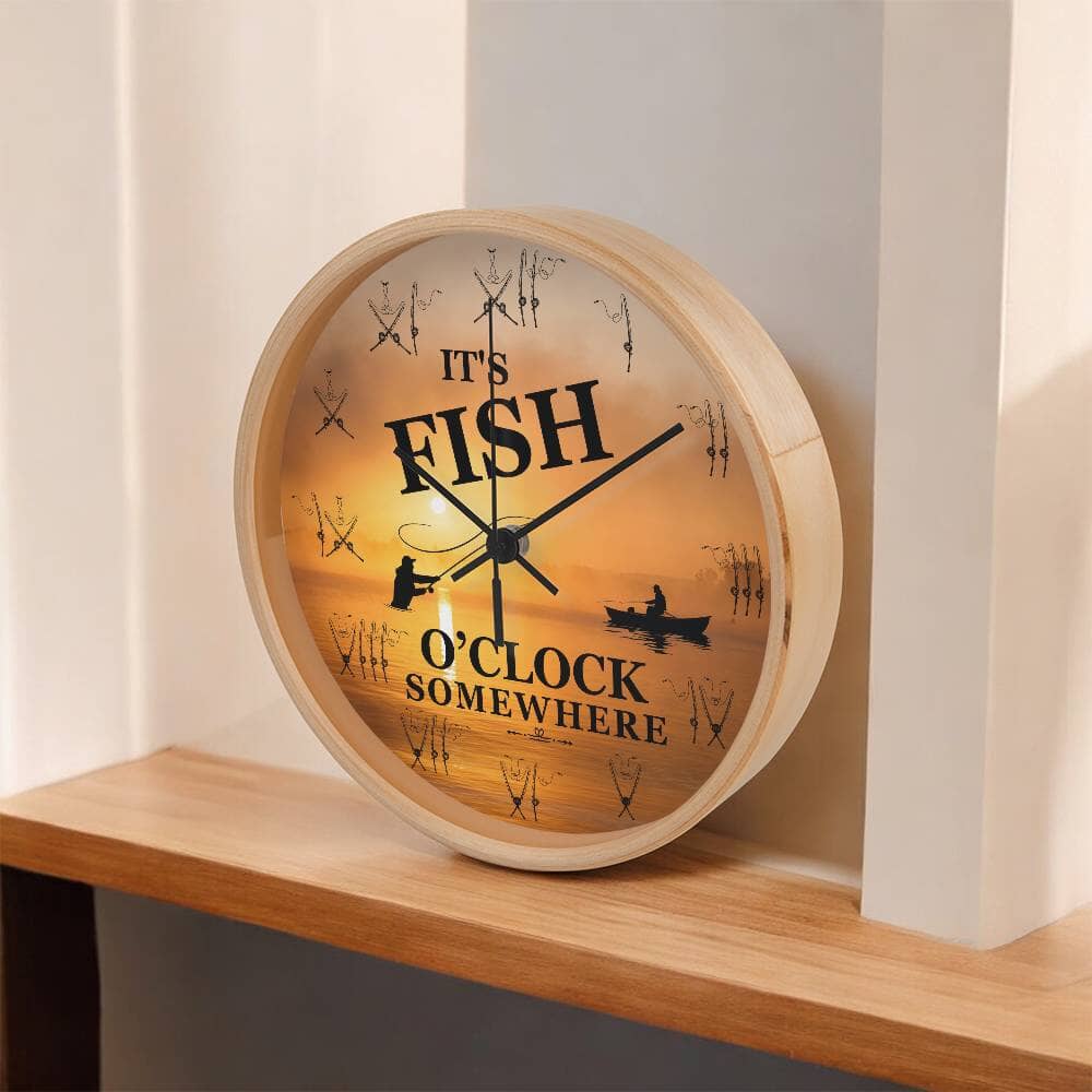 It's Fish O'Clock Somewhere - Wood Frame Wall Clock - The Shoppers Outlet