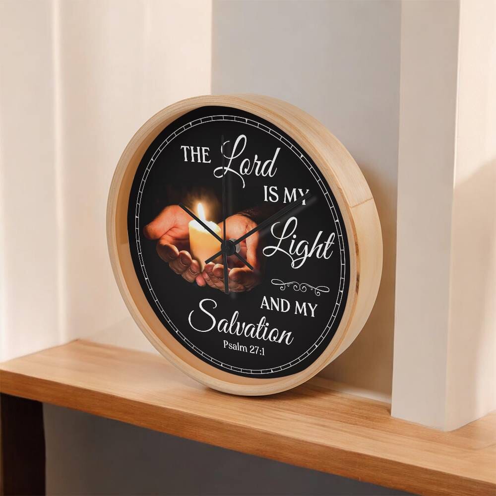 Faith - The Lord Is My Light And My Salvation - Psalms 27:1 - Wood Frame Wall Clock - The Shoppers Outlet