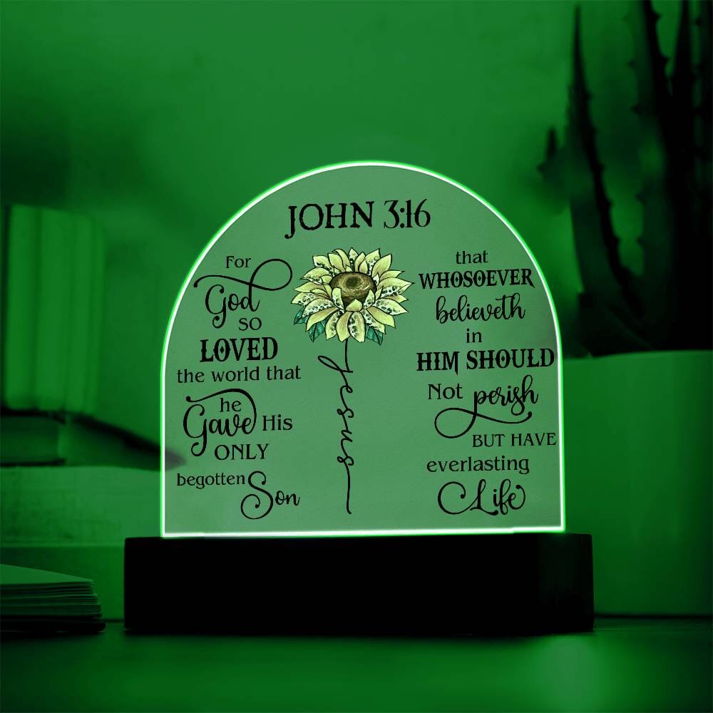Faith - Bible Verse - John 3:16 - Dome Acrylic Plaque - The Shoppers Outlet