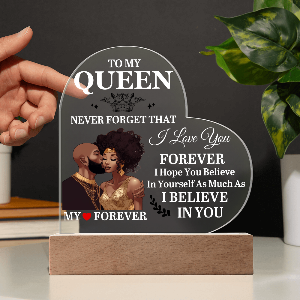 To My Queen - Mother's Day Gift - Birthday Gift - Anniversary Gift - Never Forget That I Love You - Heart Acrylic Plaque - The Shoppers Outlet