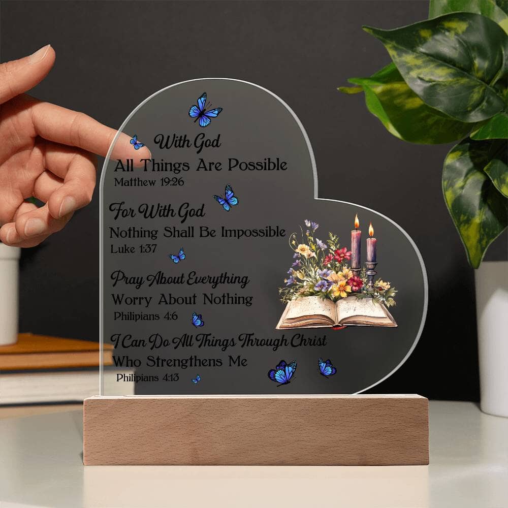 Faith - Remember Everything Is Cover With God Bible Verses -  Heart Acrylic Plaque - The Shoppers Outlet