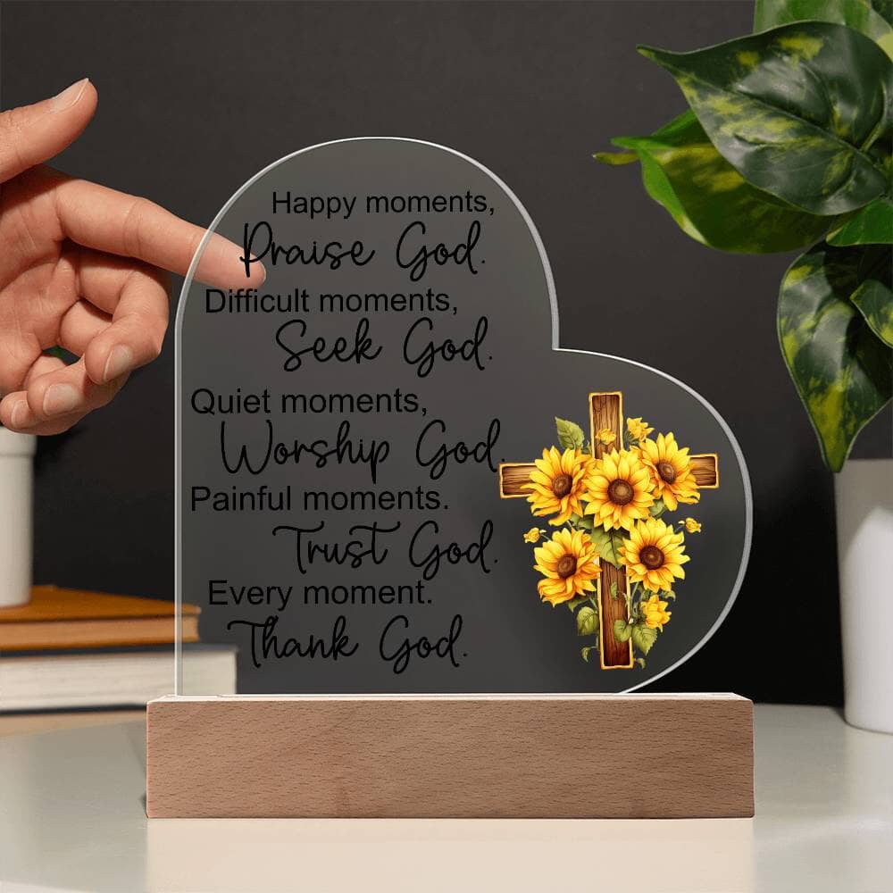 Faith - Praise God - Night Light - Heart Acrylic Plaque - The Shoppers Outlet